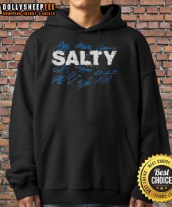 Alt Text: Premium Salty Detroit Lions football players signature hoodie featuring team colors and logos, perfect for fans.