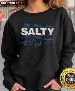 Alt Text: Premium salty Detroit Lions football players signature sweatshirt featuring team colors and logo, perfect for fans.