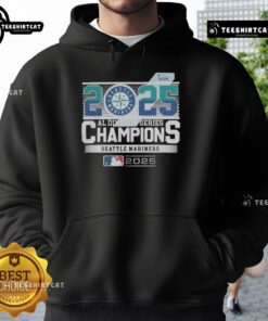 Premium Seattle Mariners 2025 MLB Postseason AL Division Series Champions Hoodie featuring team logo and vibrant colors.