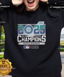 Alt Text: Premium Seattle Mariners 2025 MLB Postseason AL Division Series Champions sweatshirt in team colors with logo.