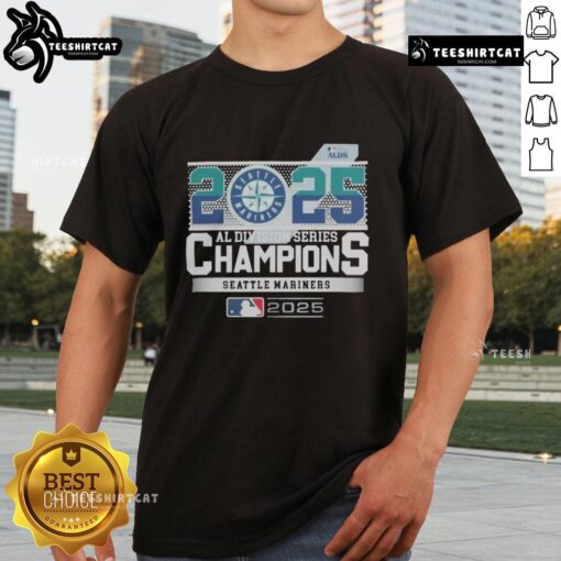 Premium Seattle Mariners 2025 MLB Postseason AL Division Series Champions T-Shirt showcasing team logo and vibrant design.