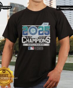 Premium Seattle Mariners 2025 MLB Postseason AL Division Series Champions T-Shirt showcasing team logo and vibrant design.