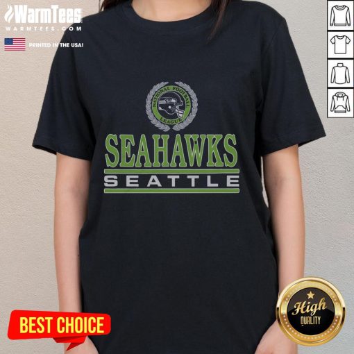 Premium Seattle Seahawks Crest Ladies Tee showcasing team logo, perfect for fans and casual wear.