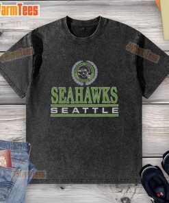 Premium Seattle Seahawks Crest Washed T-Shirt featuring a vintage logo on soft fabric, perfect for fans.
