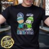 Alt Text: Premium Snoopy and Charlie Brown Seattle City sports T-shirt featuring Mariners and Seahawks skyline design.