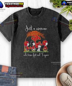 Premium Snoopy and Friend USC Trojans Football washed t-shirt for fall lovers, featuring a playful design.