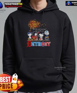 Premium Snoopy and Friends Detroit autumn hoodie featuring festive designs for the most wonderful time of the year.