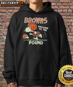 Premium Snoopy Browns Welcome to the Pound Hoodie featuring a playful Snoopy design, perfect for dog lovers.