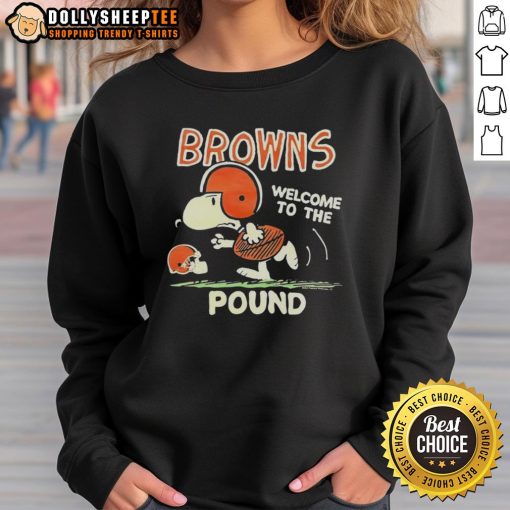 Premium Snoopy Browns Welcome to the Pound Sweatshirt featuring Snoopy in a stylish design, perfect for casual wear.