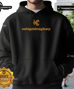 Premium Solid Gold Magikarp logo hoodie featuring a vibrant design for Pokmon fans, perfect for casual wear.