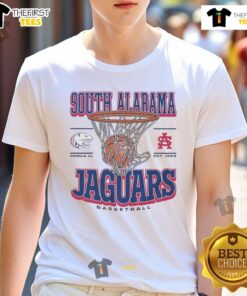 Alt Text: Premium South Alabama Jaguars Game Time T-Shirt featuring team colors and logo, perfect for game day apparel.