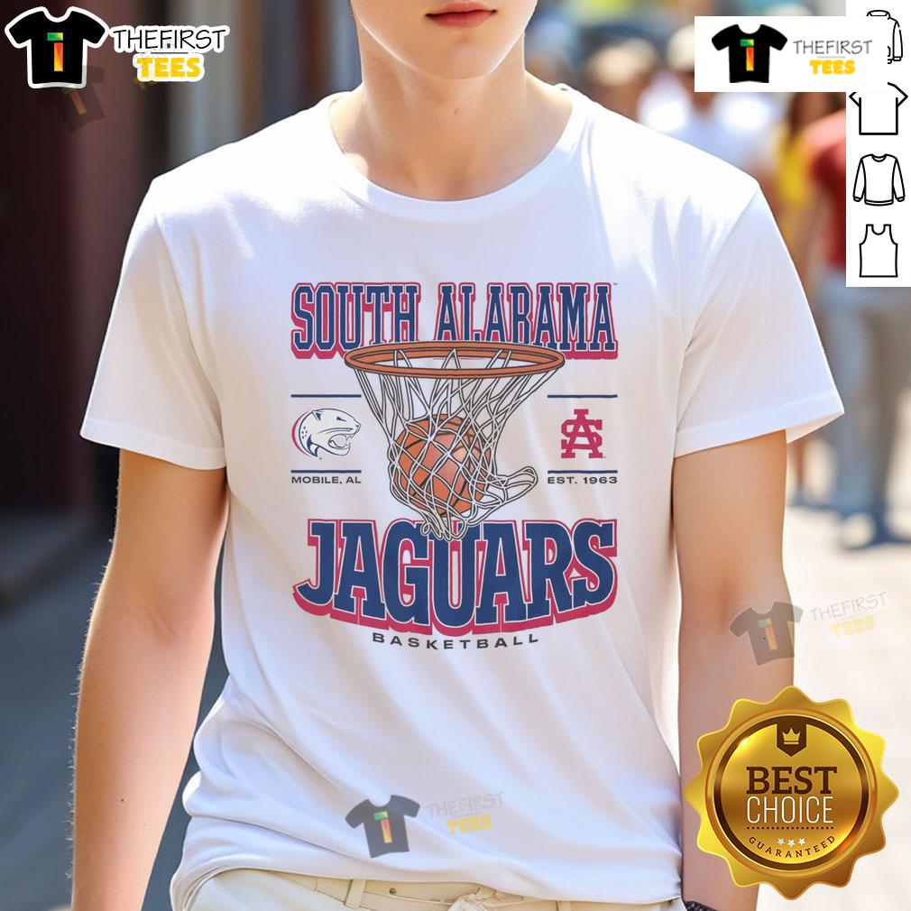 Premium South Alabama Jaguars Game Time T Shirt Alt Text: Premium South Alabama Jaguars Game Time T-Shirt featuring team colors and logo, perfect for game day apparel.