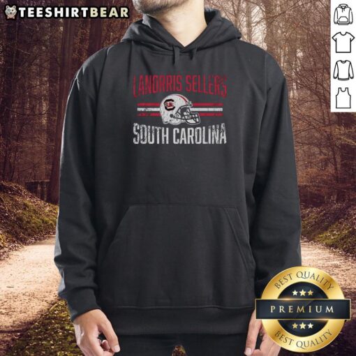 Alt Text: Premium South Carolina Gamecocks Lanorris Sellers Football Helmet Hero Hoodie in black, perfect for fans and athletes.