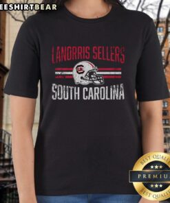 Alt Text: Premium South Carolina Gamecocks Football Lanorris Sellers Helmet Hero Ladies Tee featuring vibrant team colors.
