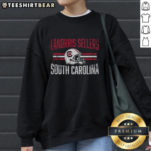 Alt Text: Premium South Carolina Gamecocks Football Lanorris Sellers Helmet Hero Sweatshirt, featuring bold team graphics and comfortable design.