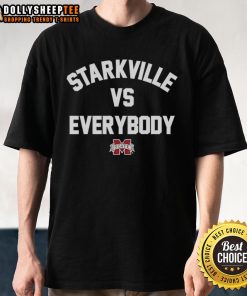 Premium Starkville Vs Everybody Mississippi State Bulldogs football logo T-shirt featuring bold graphics and team colors.