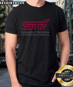 Alt Text: Premium STI Logo Subaru Technica International T-Shirt featuring a sleek design and vibrant colors for motorsport enthusiasts.