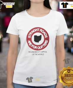 Premium Straight Roads Are For Quitters roundabout design on a stylish ladies tee, perfect for road trip enthusiasts.