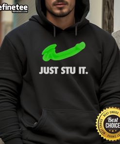 Alt Text: Premium Stu Feiner Just Stu It Hoodie in black, featuring bold graphics and a comfortable fit, perfect for casual wear.