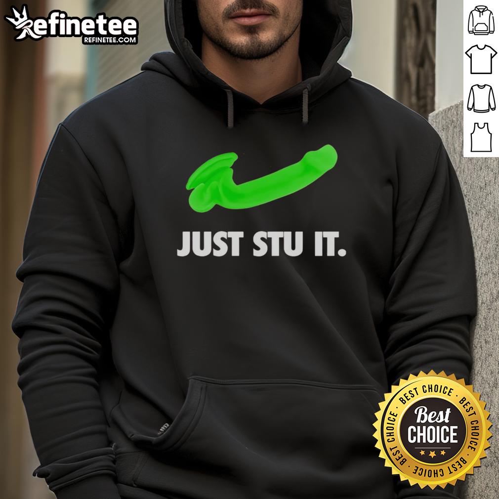Premium Stu Feiner Just Stu It Hoodie Alt Text: Premium Stu Feiner Just Stu It Hoodie in black, featuring bold graphics and a comfortable fit, perfect for casual wear.