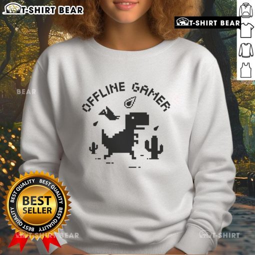 Premium T-Rex Dinosaur Game Offline Gamer Sweatshirt featuring a vibrant T-Rex graphic and cozy design for gamers.