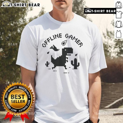 Premium T-Rex Dinosaur Game Offline Gamer T-Shirt featuring a playful T-Rex design, perfect for gaming enthusiasts.