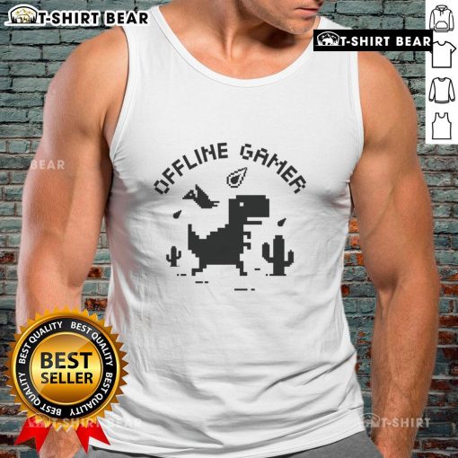 Premium T-Rex Dinosaur Game Offline Gamer Tank Top featuring a vibrant T-Rex graphic for gaming enthusiasts.