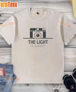 Alt Text: Premium The Light Is Alright camera washed t-shirt featuring a stylish design and soft fabric for ultimate comfort.