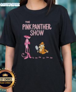 Premium The Pink Panther Show Cartoon Ladies Tee featuring vibrant graphics of the iconic Pink Panther character.