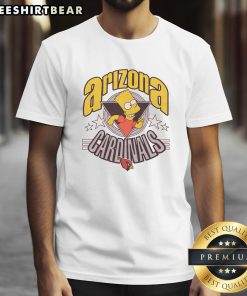 Premium The Simpsons Bart X Arizona Cardinals T-Shirt featuring vibrant graphics of Bart Simpson in Cardinals gear.