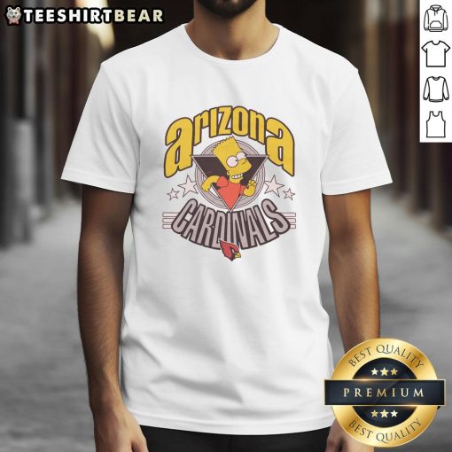 Premium The Simpsons Bart X Arizona Cardinals T-Shirt featuring vibrant graphics of Bart Simpson in Cardinals gear.