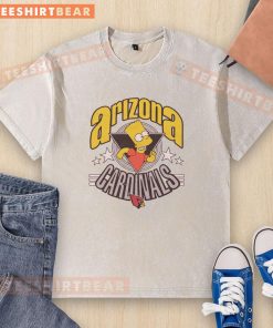 Alt Text: Premium The Simpsons Bart X Arizona Cardinals Washed T-Shirt featuring a vibrant design of Bart Simpson and team logo.
