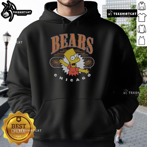 Alt Text: Premium The Simpsons Bart X Chicago Bears Hoodie featuring vibrant graphics and cozy design for fans.