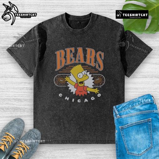 Alt Text: Premium The Simpsons Bart X Chicago Bears washed t-shirt featuring a colorful design of Bart Simpson in Bears gear.