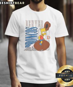 Premium The Simpsons Bart X Denver Broncos T-Shirt featuring Bart Simpson in Broncos gear, perfect for fans and collectors.