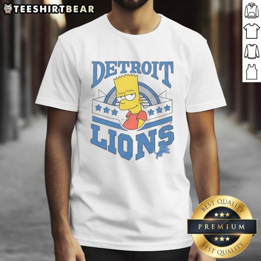 Premium The Simpsons Bart X Detroit Lions T-Shirt featuring a vibrant graphic of Bart Simpson in Lions gear.