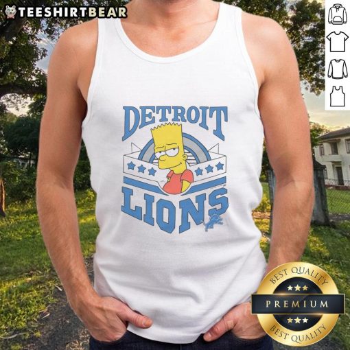 Alt Text: Premium The Simpsons Bart X Detroit Lions tank top featuring vibrant graphics and comfortable fit for fans.