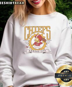 Alt Text: Premium The Simpsons Bart X Kansas City Chiefs sweatshirt featuring vibrant graphics and cozy design for fans.