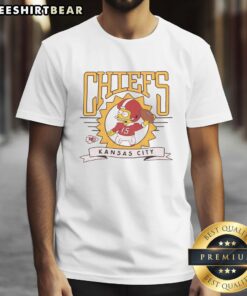 Alt Text: Premium The Simpsons Bart X Kansas City Chiefs T-Shirt featuring a vibrant graphic of Bart Simpson in Chiefs gear.