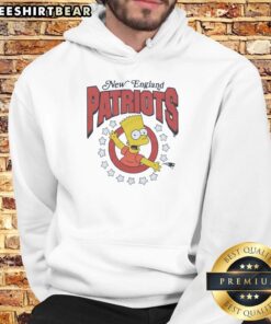 Alt Text: Premium The Simpsons Bart X New England Patriots Hoodie featuring vibrant graphics and a cozy design for fans.