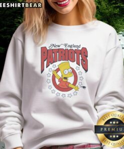 Alt Text: Premium The Simpsons Bart X New England Patriots Sweatshirt featuring vibrant colors and iconic character design.