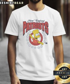 Premium The Simpsons Bart X New England Patriots T-Shirt featuring Bart Simpson in Patriots gear, perfect for fans.