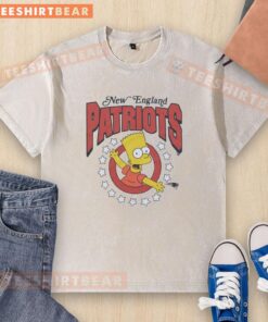 Premium The Simpsons Bart X New England Patriots washed t-shirt featuring a vibrant Bart Simpson graphic.