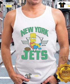 Alt Text: Premium The Simpsons Bart X New York Jets tank top featuring vibrant graphics and a stylish design for fans.