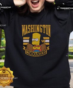 Alt Text: Premium The Simpsons Bart X Washington Commanders Sweatshirt featuring vibrant graphics and cozy fabric design.