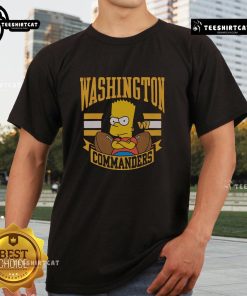Alt Text: Premium The Simpsons Bart X Washington Commanders T-Shirt featuring vibrant graphics and unique design for fans.