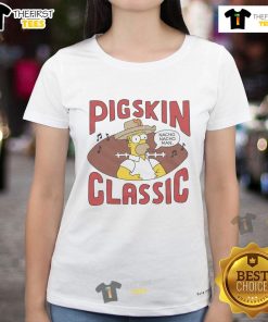 Premium The Simpsons Pigskin Classic Ladies Tee featuring vibrant graphics of beloved characters in a stylish design.