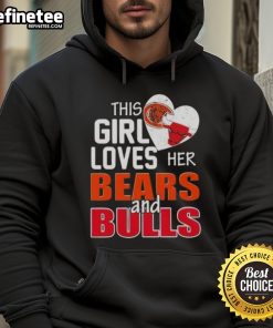 Girl wearing a Premium Chicago Bears and Bulls hoodie, showcasing her love for Chicago sports teams.