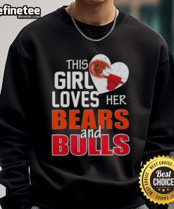Alt Text: Premium sweatshirt for girls featuring Chicago Bears and Bulls logos, perfect for sports fans and cozy wear.
