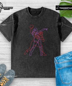 Premium Travis Kelce and Taylor TNT Neon Lights Washed T-Shirt featuring vibrant colors and stylish design for fans.